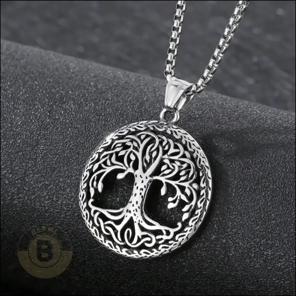Iver Tree of Life Pendant with Box Chain - BERML BY DESIGN JEWELRY FOR MEN