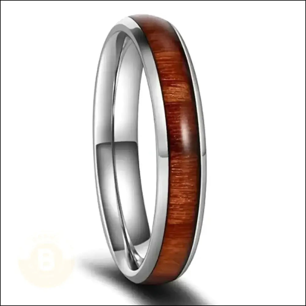 Jakoby Stainless Steel Band with Koa Wood Inlay - BERML BY DESIGN JEWELRY FOR MEN