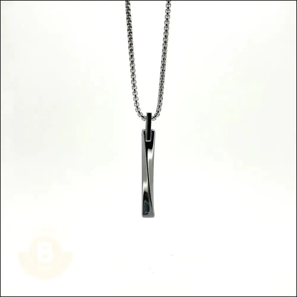 Laris Vertical Mobius Bar with Box Chain Necklace - BERML BY DESIGN JEWELRY FOR MEN