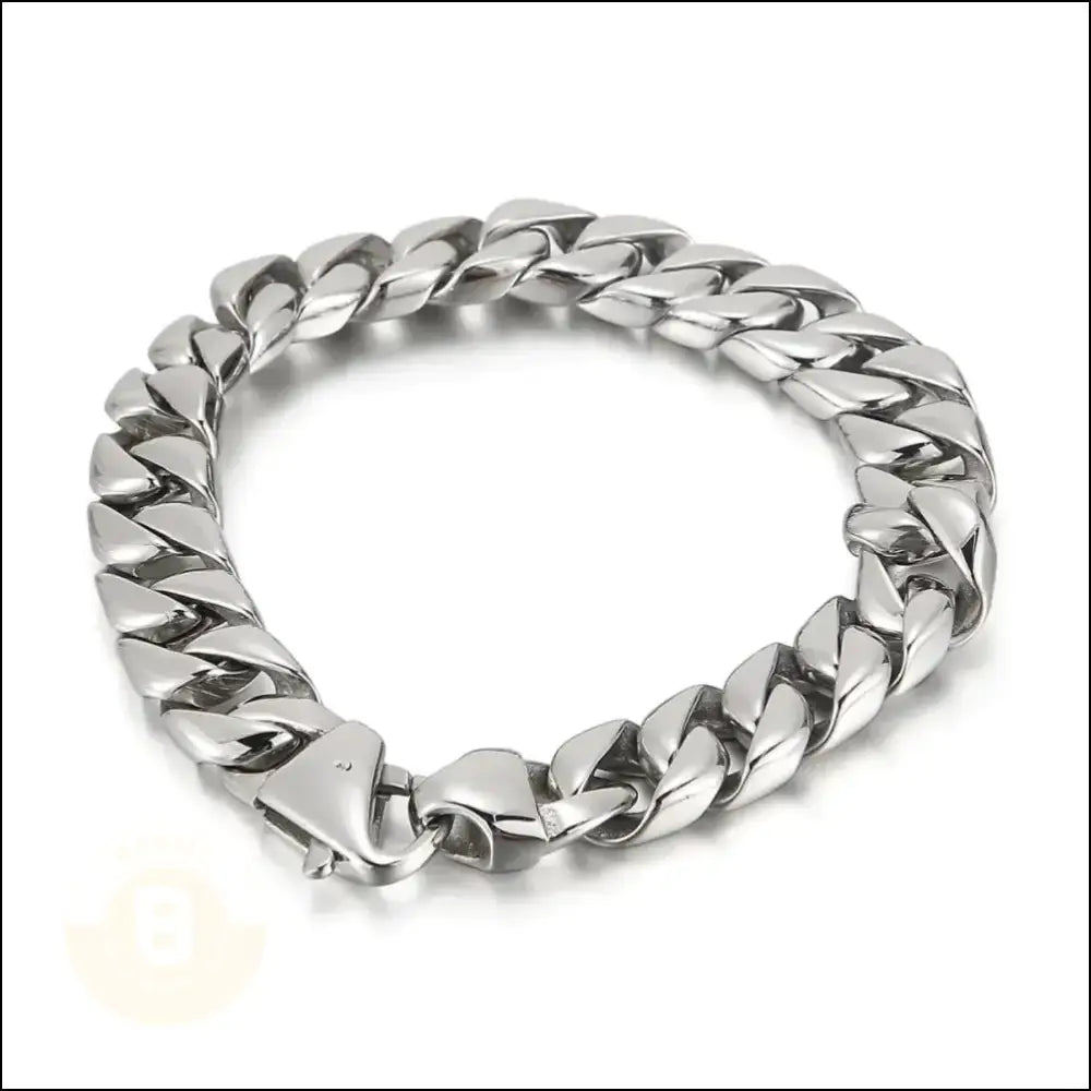 Omero Stainless Steel Chain Bracelet, 12mm Wide - BERML BY DESIGN JEWELRY FOR MEN