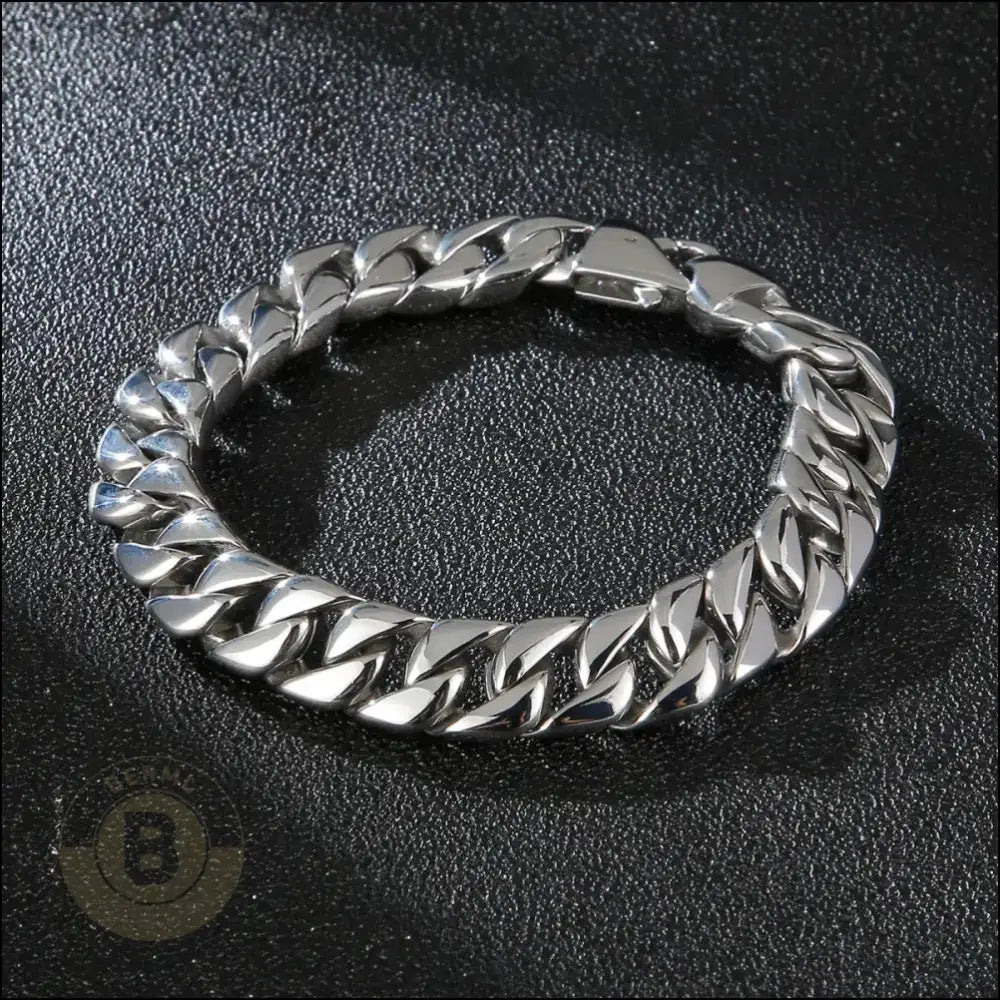 Omero Stainless Steel Chain Bracelet, 12mm Wide - BERML BY DESIGN JEWELRY FOR MEN