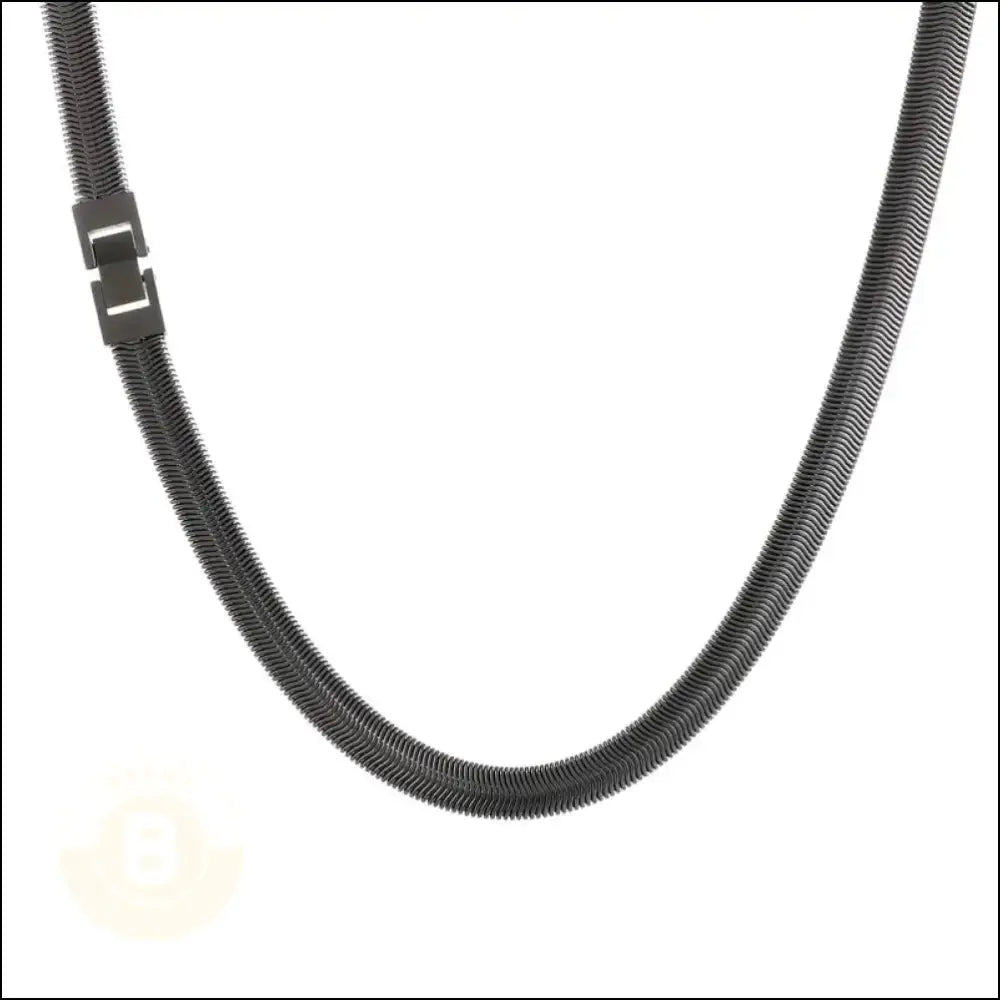 Quinto Stainless Steel 8mm Flat Snake Chain Necklace - BERML BY DESIGN JEWELRY FOR MEN