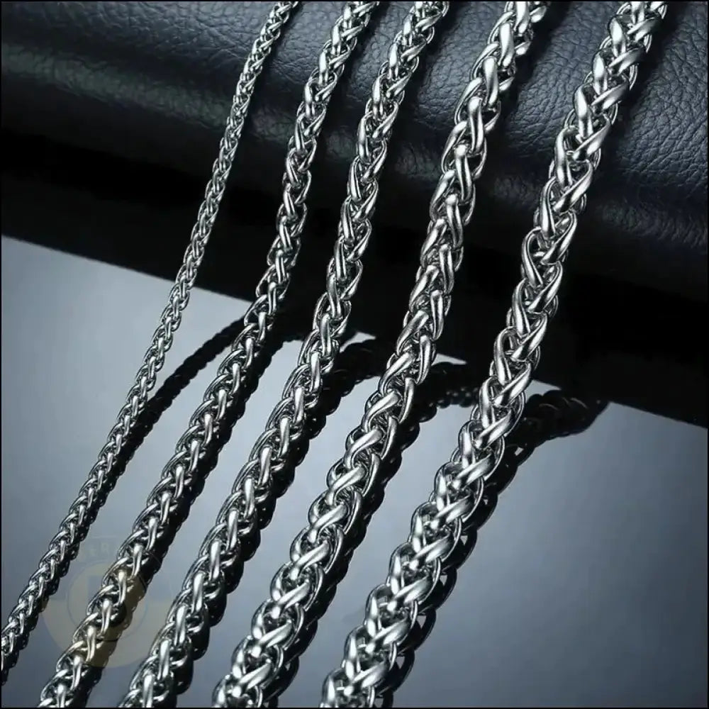 Rahul Stainless Steel Wheat Chain link Necklace - BERML BY DESIGN JEWELRY FOR MEN