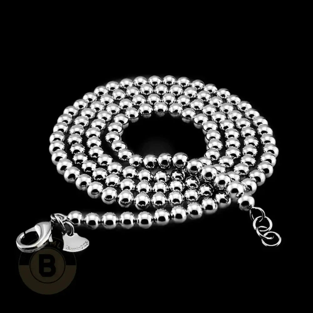 Saniago Sterling Silver Solid Beads Necklace - BERML BY DESIGN JEWELRY FOR MEN