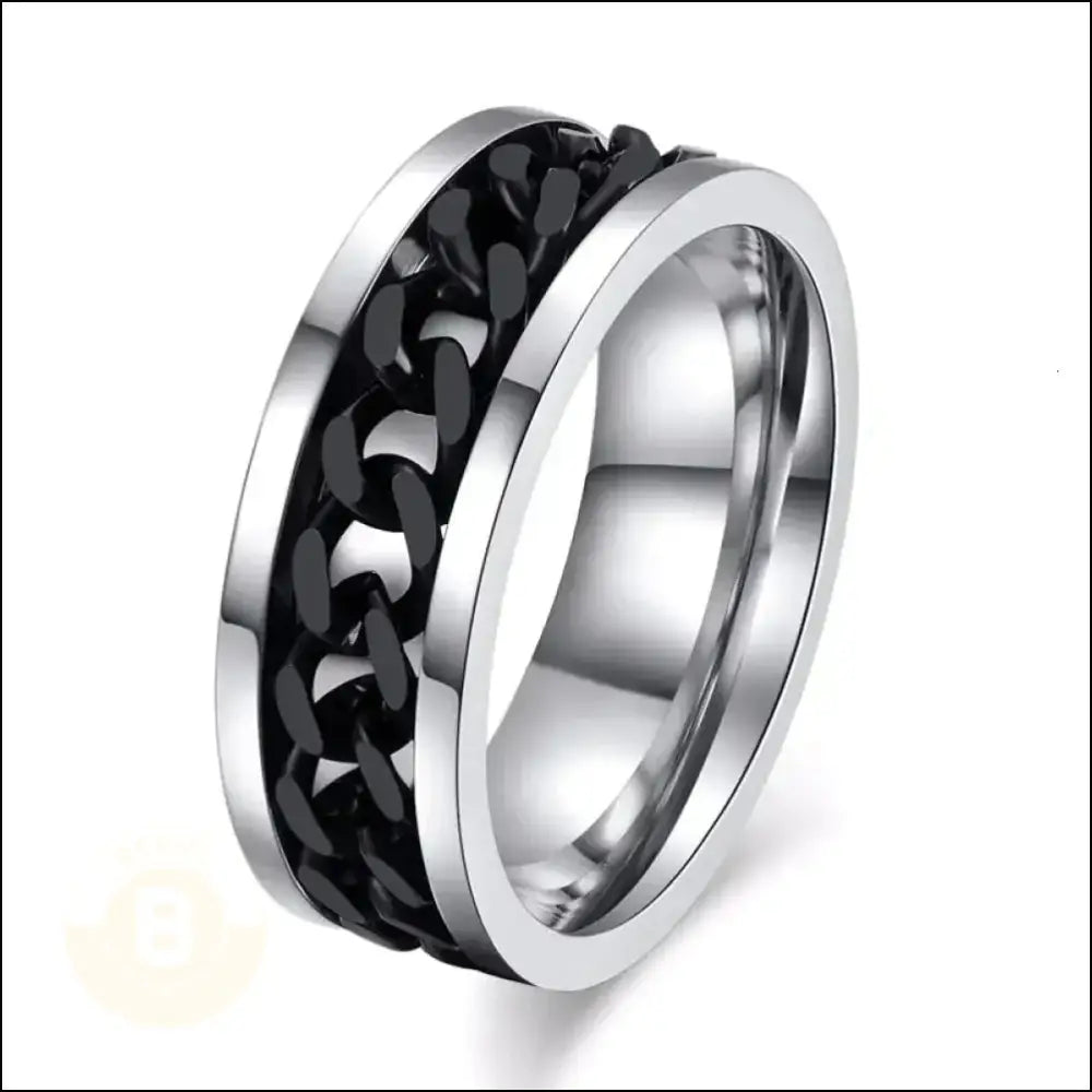 Valencio Chain Ring Stainless Steel Spinner Ring (8mm Wide) - BERML BY DESIGN JEWELRY FOR MEN